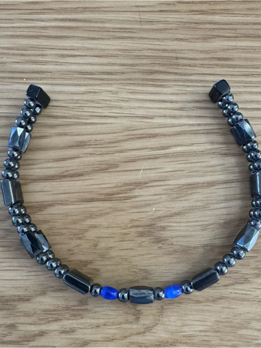 Hematite and Blue Bead Magnet Bracelet - Picture 3 of 4
